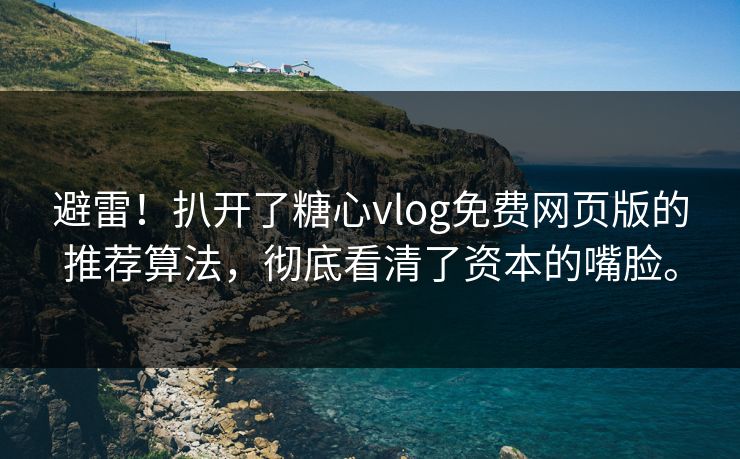 避雷！扒开了糖心vlog免费网页版的推荐算法，彻底看清了资本的嘴脸。